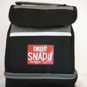 Kellogg's Cheez-It Snap'd Logo Gray Black & White Insulated Lunch Box Handle-NEW